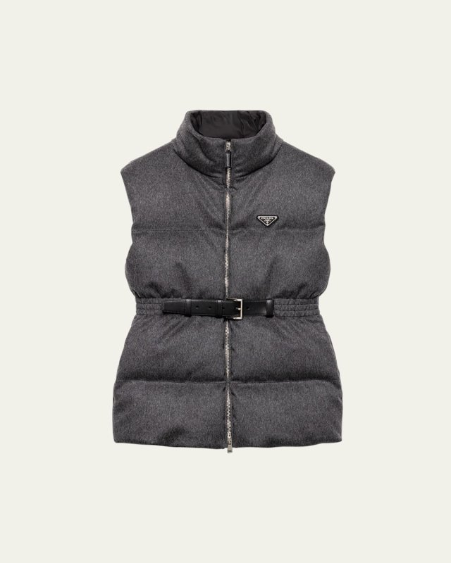 Belted Velvet Down Puffer Jacket